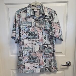 Go Barefoot Men's large, 100% cotton Hawaiian shirt Made In USA